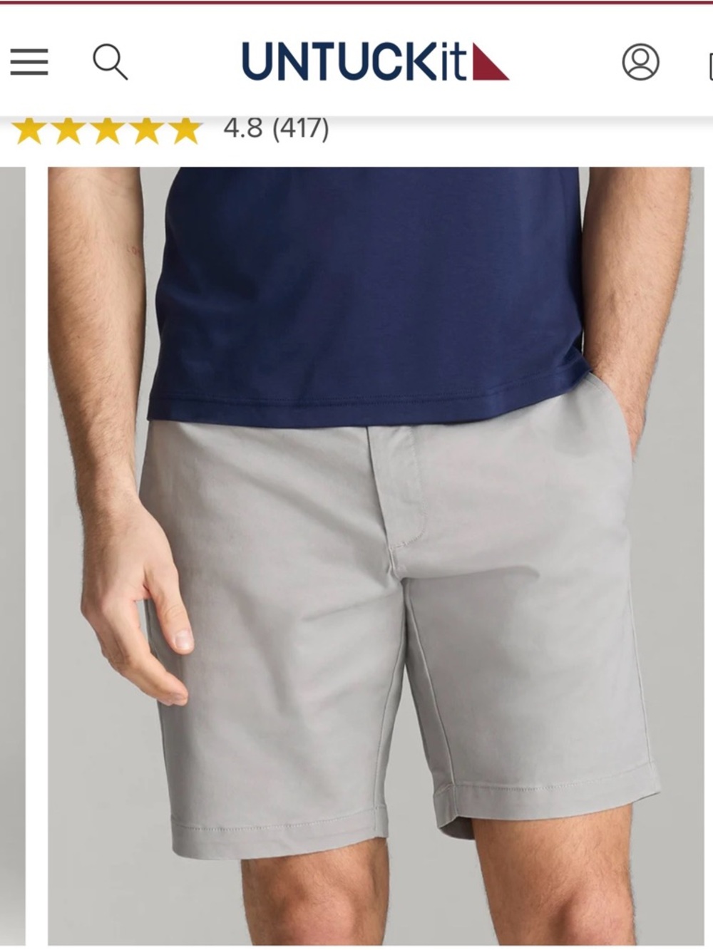 UNTUCKit Men’s Flat Front Shorts in Light Gray